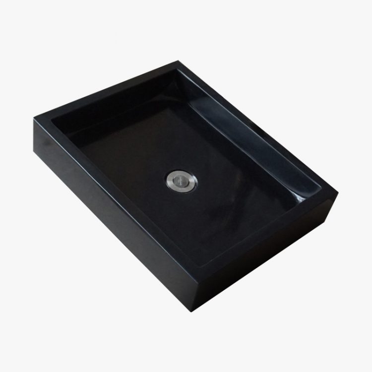 black granite rectangular sink