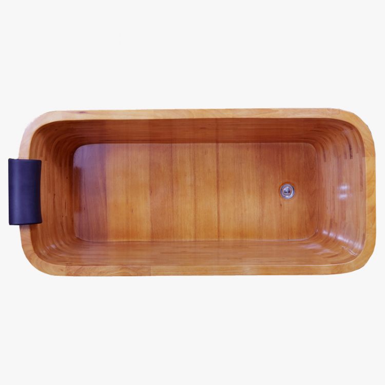 rectangular oak bathtub