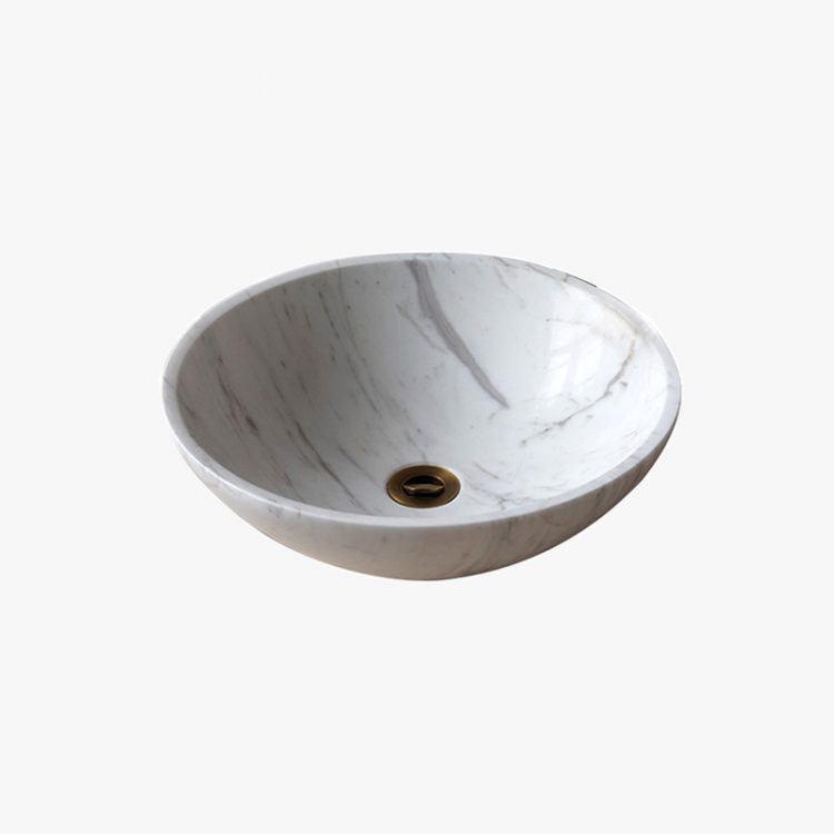 round volakas white marble sink