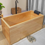 Rectangular Japanese Hinoki Wood Bathtub