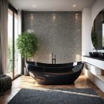 oval black granite bathtub