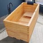 rectangular rubber wood bathtub