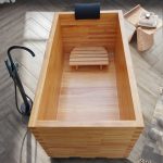 rectangular rubber wood bathtub