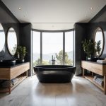 oval black granite bathtub