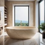 oval crema marfil marble bathtub