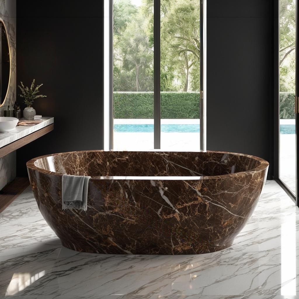 oval emperador light marble bathtub