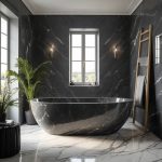 oval grey marble bathtub