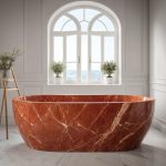 oval red marble bathtub