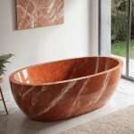 oval red marble bathtub