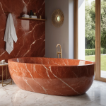 oval red marble bathtub